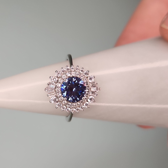 NWT Ryze Denim Blue Cubic Zirconia .925 Sterling Silver Ring - Size 8.75 - Picture 9 of 9